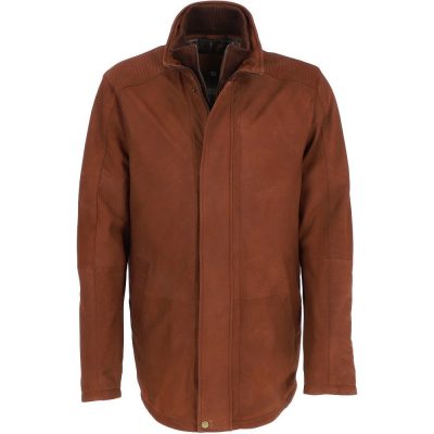 Mens Nubuck Leather Detachable Double Collar Jacket: Nelson